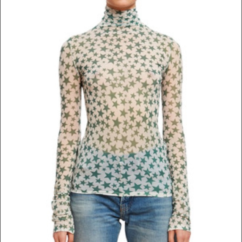 Acne Studios Denise Sheer Green Star Turtleneck